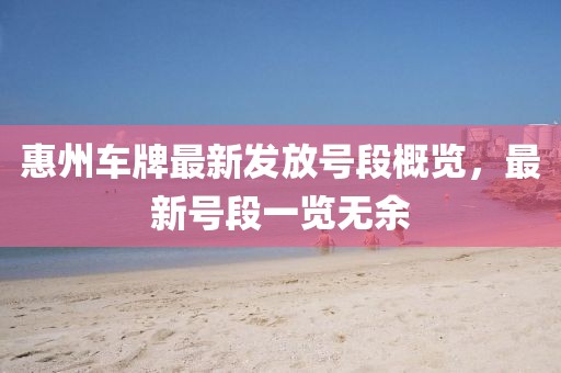 惠州車牌最新發放號段概覽，最新號段一覽無余