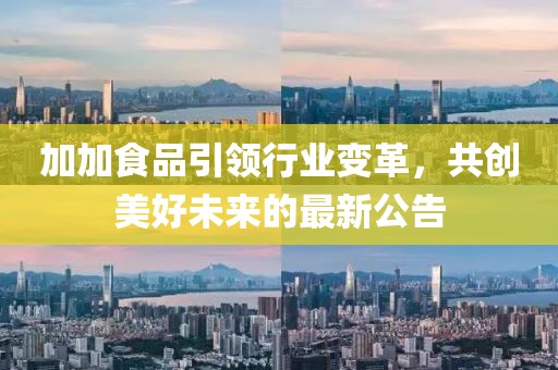 加加食品引領行業變革,共創美好未來的最新公告