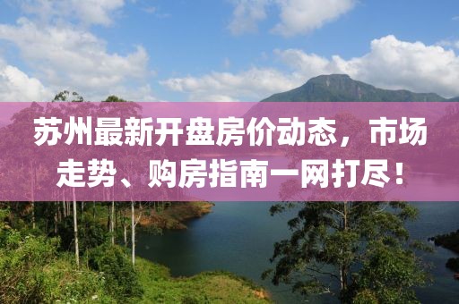 蘇州最新開盤房價動態，市場走勢、購房指南一網打盡！