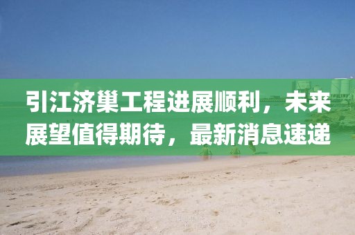 引江濟巢工程進展順利,未來展望值得期待,最新消息速遞