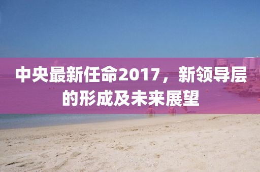 中央最新任命2017,新領導層的形成及未來展望