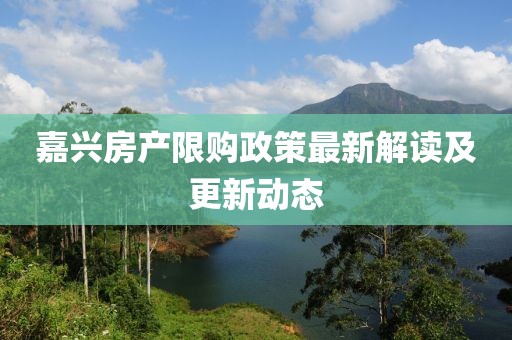 嘉興房產限購政策最新解讀及更新動態