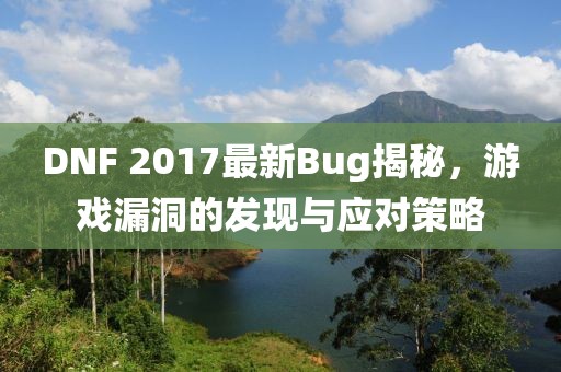 DNF 2017最新Bug揭秘,游戲漏洞的發(fā)現(xiàn)與應(yīng)對策略
