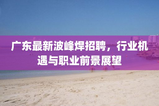 廣東最新波峰焊招聘,行業機遇與職業前景展望