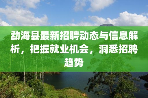 勐海縣最新招聘動態(tài)與信息解析,把握就業(yè)機(jī)會,洞悉招聘趨勢