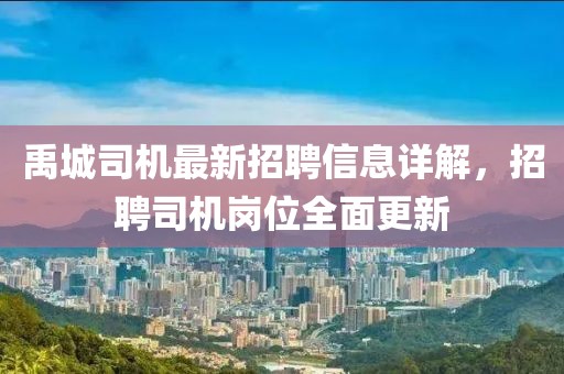 禹城司機最新招聘信息詳解,招聘司機崗位全面更新