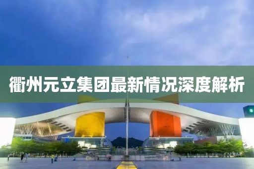 衢州元立集團最新情況深度解析