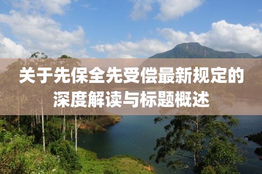 關于先保全先受償最新規定的深度解讀與標題概述