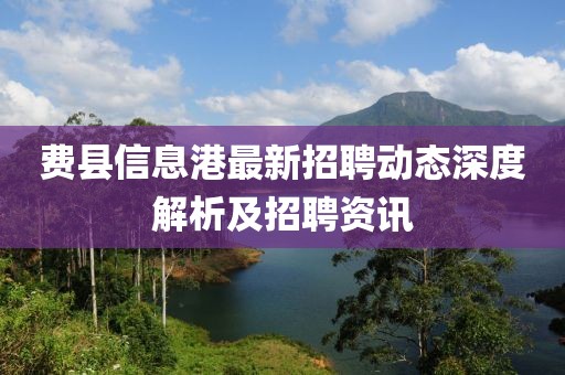 費縣信息港最新招聘動態深度解析及招聘資訊