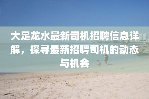 大足龍水最新司機招聘信息詳解,探尋最新招聘司機的動態與機會