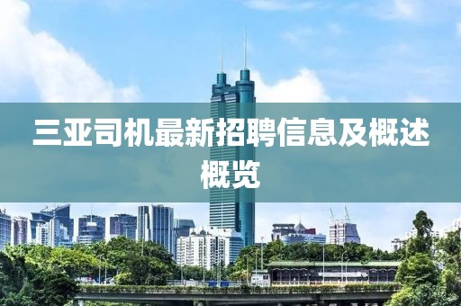 三亞司機最新招聘信息及概述概覽
