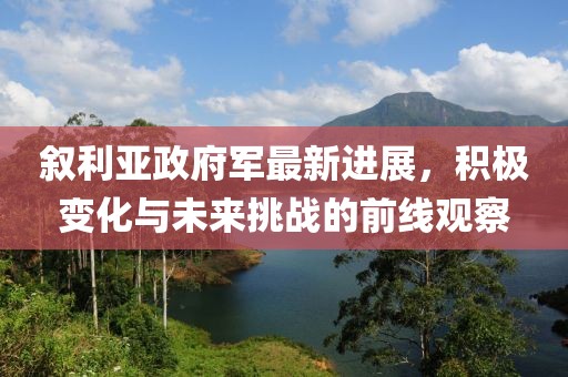 敘利亞政府軍最新進展,積極變化與未來挑戰的前線觀察