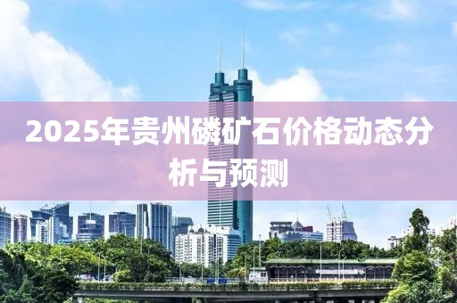 2025年貴州磷礦石價格動態(tài)分析與預(yù)測