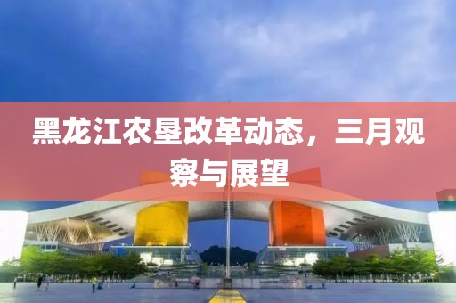 黑龍江農墾改革動態,三月觀察與展望