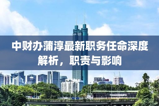 中財辦蒲淳最新職務(wù)任命深度解析,職責(zé)與影響