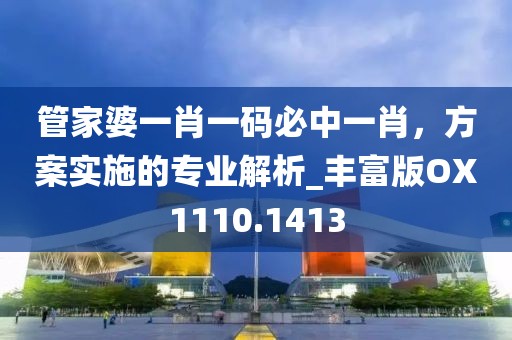 管家婆一肖一碼必中一肖,方案實施的專業解析_豐富版OX1110.1413