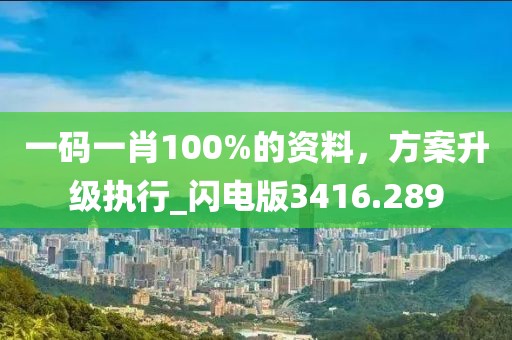 一碼一肖100%的資料，方案升級執行_閃電版3416.289