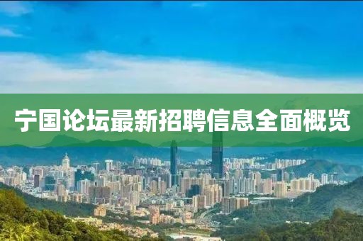 寧國論壇最新招聘信息全面概覽