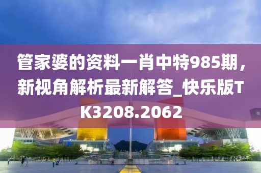 管家婆的資料一肖中特985期,新視角解析最新解答_快樂版TK3208.2062