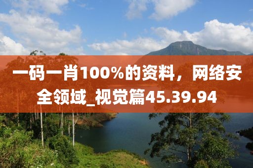 一碼一肖100%的資料，網絡安全領域_視覺篇45.39.94