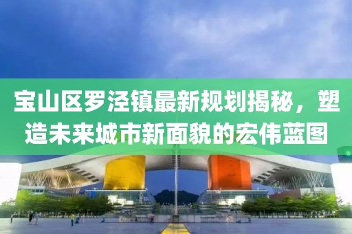 寶山區(qū)羅涇鎮(zhèn)最新規(guī)劃揭秘,塑造未來城市新面貌的宏偉藍圖